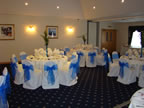 Ivory Chair Cover Blue Organza Sash